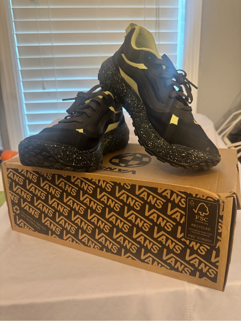 Vans Black Sneakers with Neon Yellow Accents